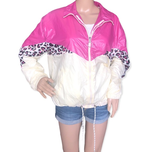 FASHION NOVA | PINK & CREAM ANIMAL PRINT WIND BREAKER JACKET - Picture 16 of 16